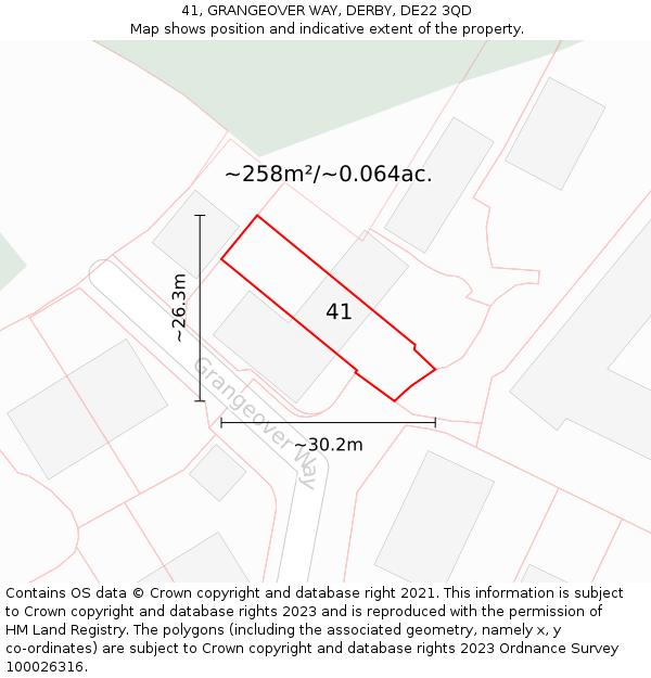 41, GRANGEOVER WAY, DERBY, DE22 3QD: Plot and title map
