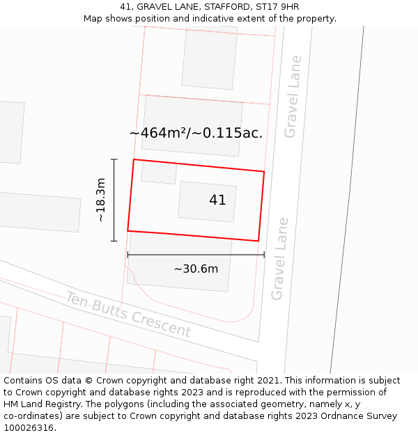 41, GRAVEL LANE, STAFFORD, ST17 9HR: Plot and title map