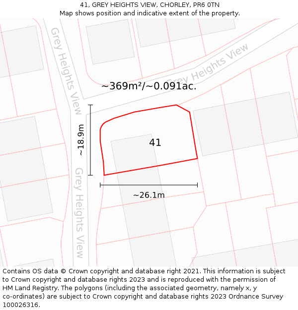41, GREY HEIGHTS VIEW, CHORLEY, PR6 0TN: Plot and title map