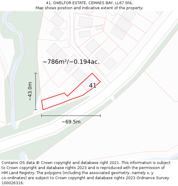 41, GWELFOR ESTATE, CEMAES BAY, LL67 0NL: Plot and title map