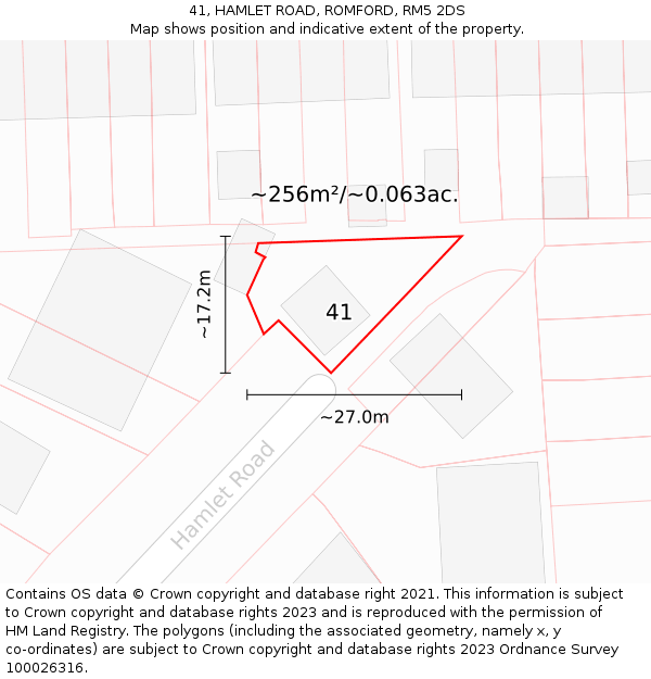 41, HAMLET ROAD, ROMFORD, RM5 2DS: Plot and title map