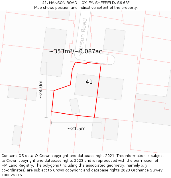 41, HANSON ROAD, LOXLEY, SHEFFIELD, S6 6RF: Plot and title map