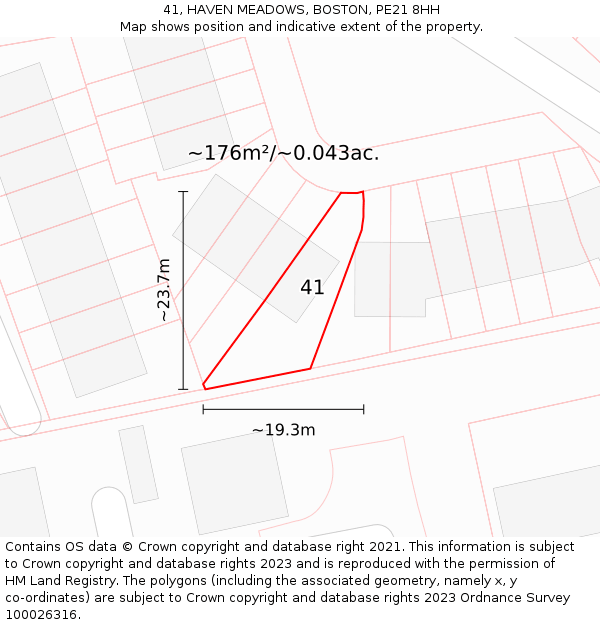 41, HAVEN MEADOWS, BOSTON, PE21 8HH: Plot and title map