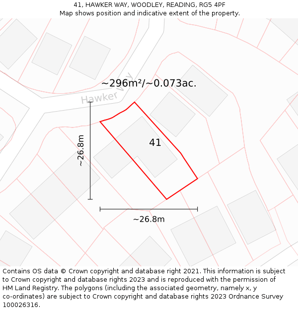 41, HAWKER WAY, WOODLEY, READING, RG5 4PF: Plot and title map