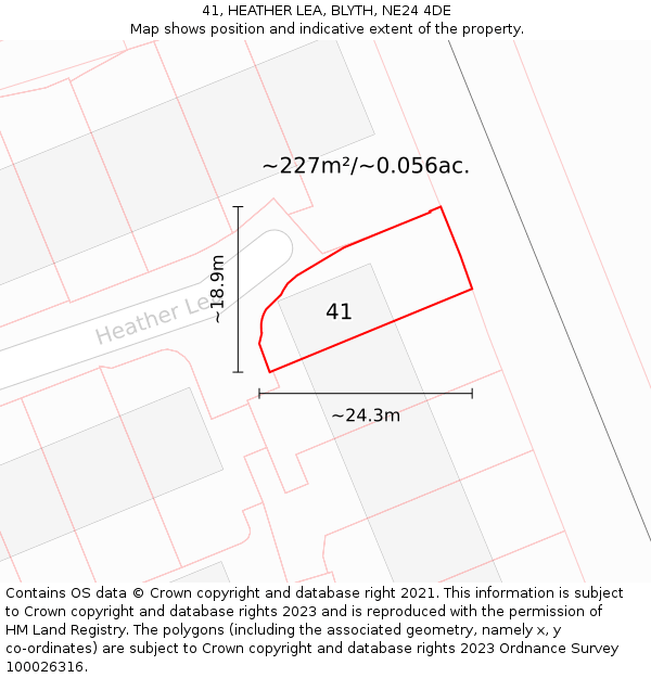 41, HEATHER LEA, BLYTH, NE24 4DE: Plot and title map