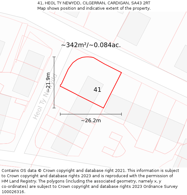 41, HEOL TY NEWYDD, CILGERRAN, CARDIGAN, SA43 2RT: Plot and title map
