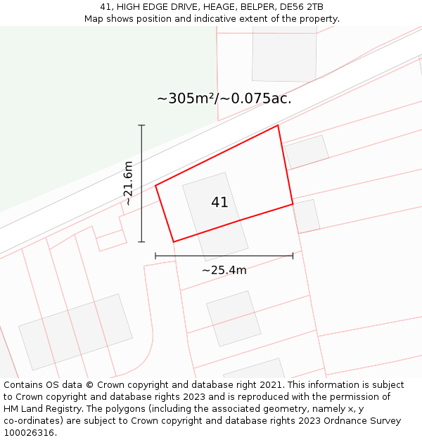 41, HIGH EDGE DRIVE, HEAGE, BELPER, DE56 2TB: Plot and title map