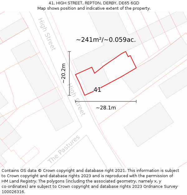 41, HIGH STREET, REPTON, DERBY, DE65 6GD: Plot and title map