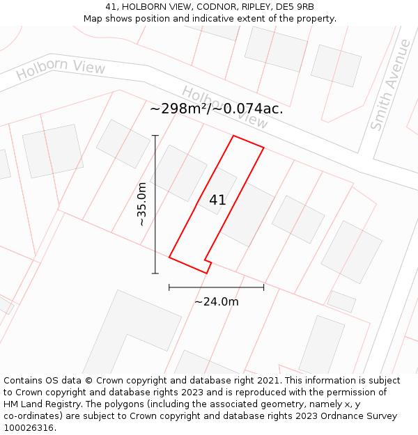 41, HOLBORN VIEW, CODNOR, RIPLEY, DE5 9RB: Plot and title map