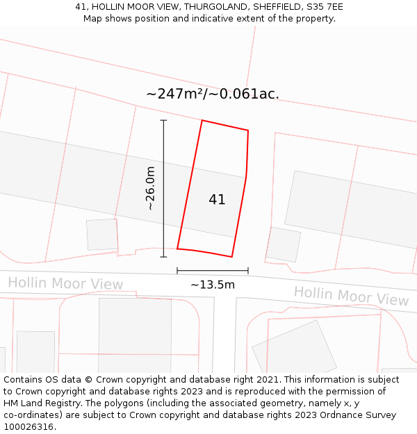 41, HOLLIN MOOR VIEW, THURGOLAND, SHEFFIELD, S35 7EE: Plot and title map