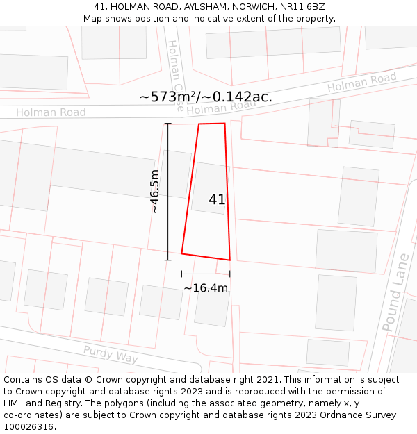 41, HOLMAN ROAD, AYLSHAM, NORWICH, NR11 6BZ: Plot and title map