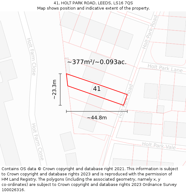 41, HOLT PARK ROAD, LEEDS, LS16 7QS: Plot and title map
