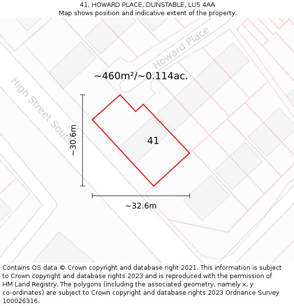 41, HOWARD PLACE, DUNSTABLE, LU5 4AA: Plot and title map