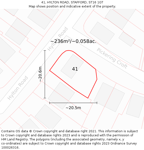 41, HYLTON ROAD, STAFFORD, ST16 1GT: Plot and title map