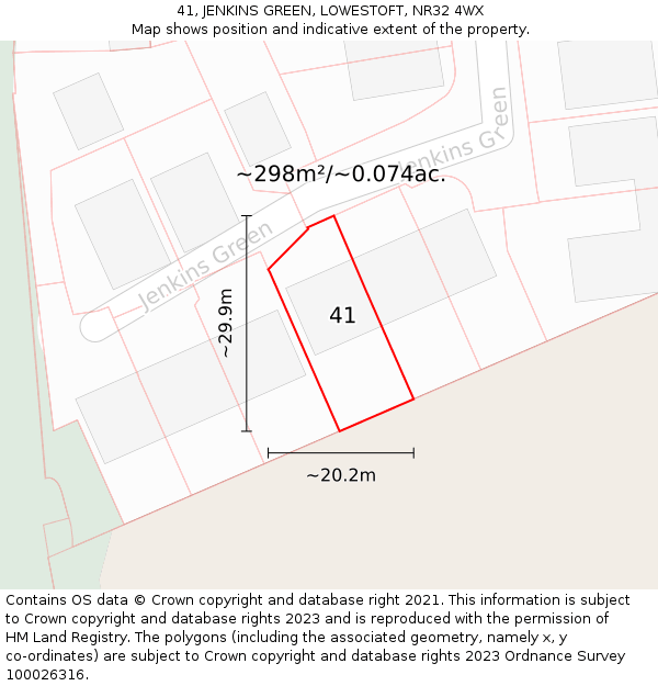 41, JENKINS GREEN, LOWESTOFT, NR32 4WX: Plot and title map