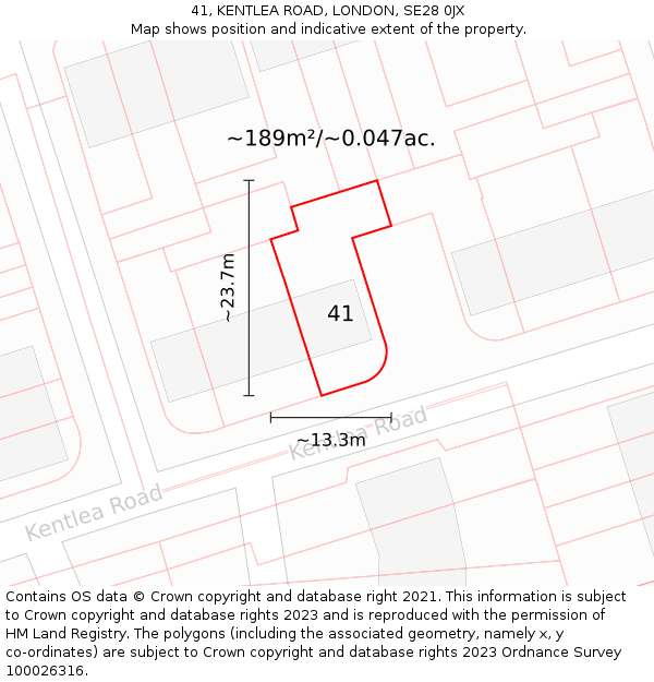 41, KENTLEA ROAD, LONDON, SE28 0JX: Plot and title map