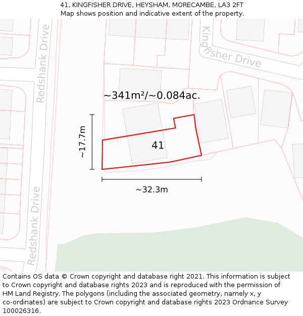 41, KINGFISHER DRIVE, HEYSHAM, MORECAMBE, LA3 2FT: Plot and title map