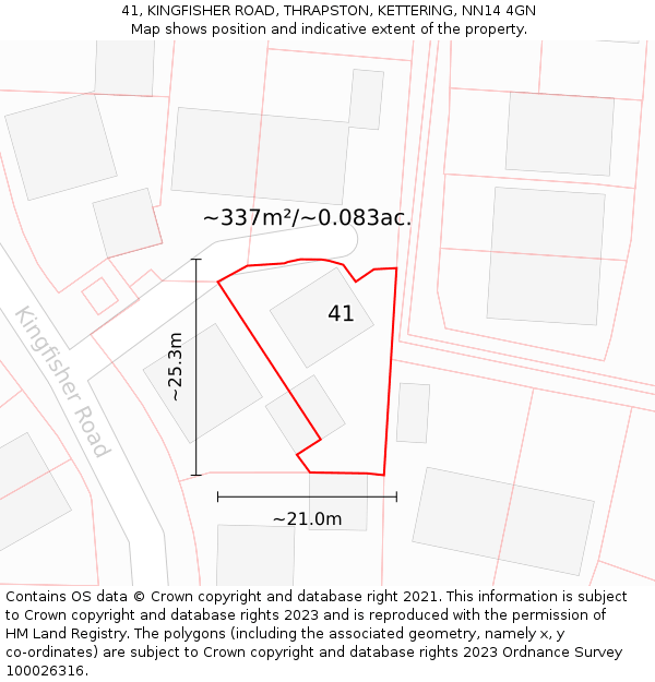 41, KINGFISHER ROAD, THRAPSTON, KETTERING, NN14 4GN: Plot and title map