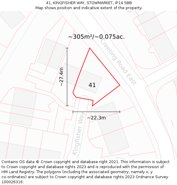 41, KINGFISHER WAY, STOWMARKET, IP14 5BB: Plot and title map