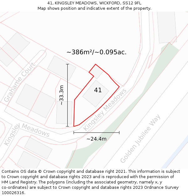 41, KINGSLEY MEADOWS, WICKFORD, SS12 9FL: Plot and title map