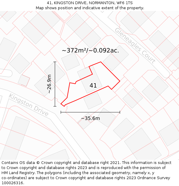 41, KINGSTON DRIVE, NORMANTON, WF6 1TS: Plot and title map