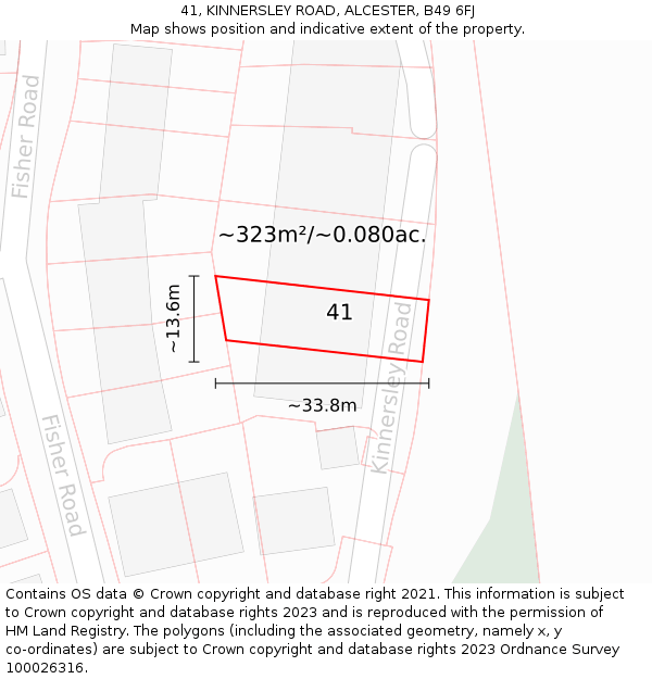 41, KINNERSLEY ROAD, ALCESTER, B49 6FJ: Plot and title map