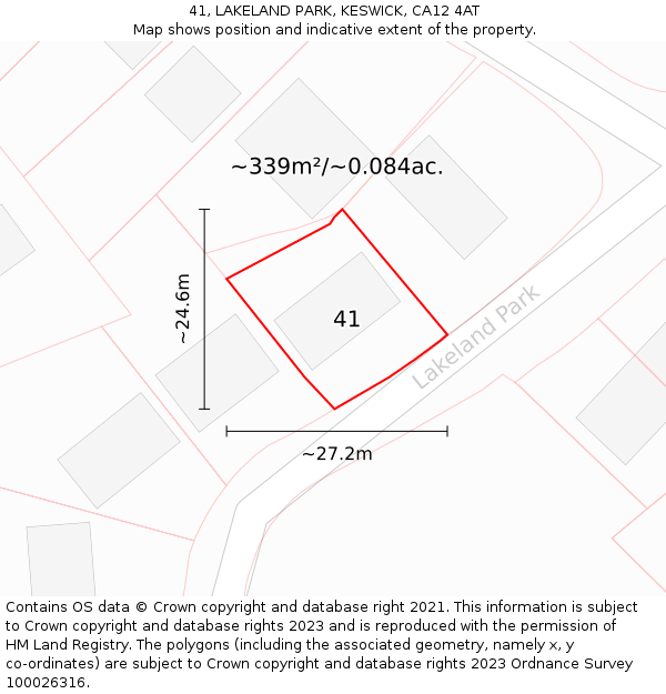 41, LAKELAND PARK, KESWICK, CA12 4AT: Plot and title map