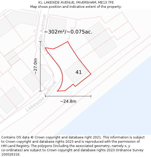 41, LAKESIDE AVENUE, FAVERSHAM, ME13 7FE: Plot and title map