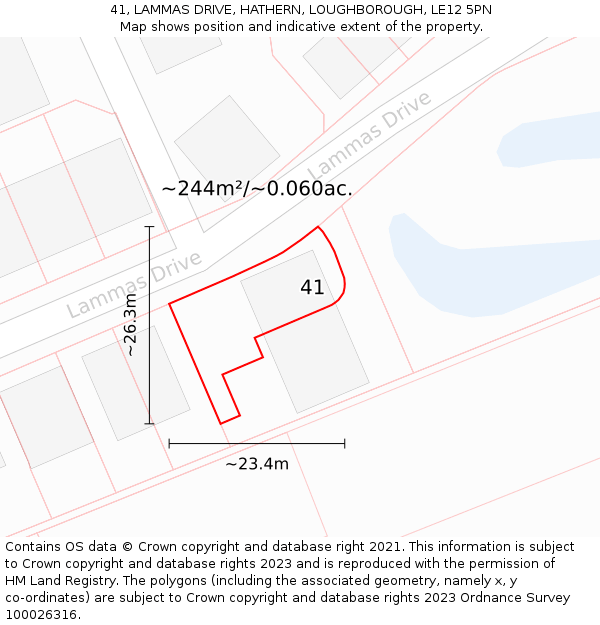 41, LAMMAS DRIVE, HATHERN, LOUGHBOROUGH, LE12 5PN: Plot and title map