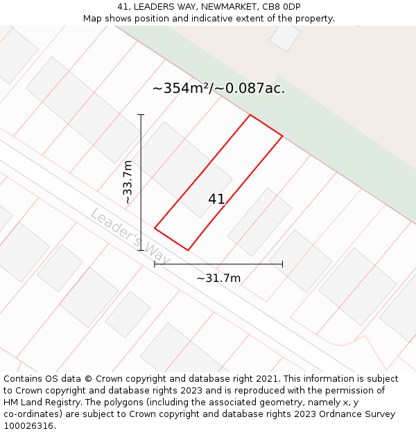 41, LEADERS WAY, NEWMARKET, CB8 0DP: Plot and title map