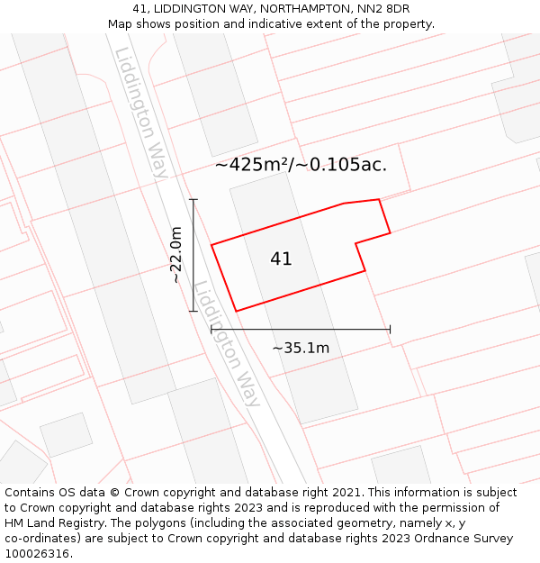 41, LIDDINGTON WAY, NORTHAMPTON, NN2 8DR: Plot and title map