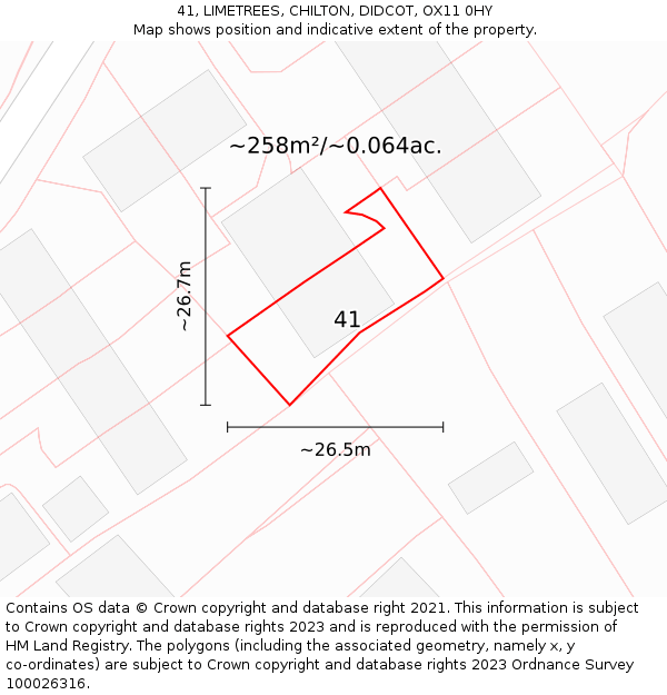 41, LIMETREES, CHILTON, DIDCOT, OX11 0HY: Plot and title map