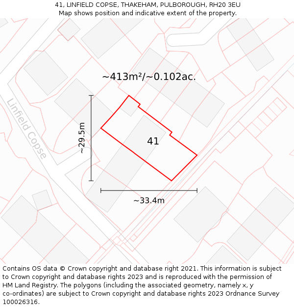 41, LINFIELD COPSE, THAKEHAM, PULBOROUGH, RH20 3EU: Plot and title map
