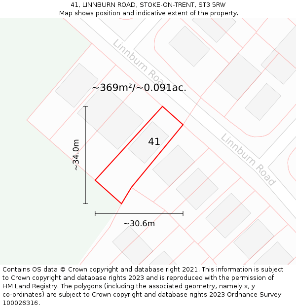 41, LINNBURN ROAD, STOKE-ON-TRENT, ST3 5RW: Plot and title map