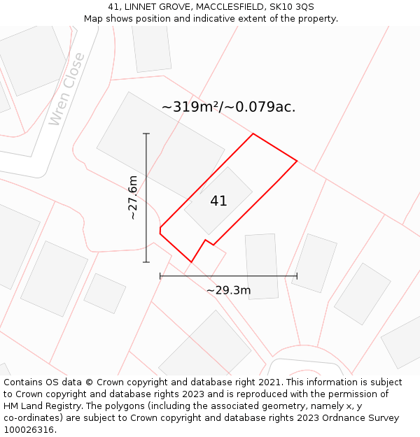41, LINNET GROVE, MACCLESFIELD, SK10 3QS: Plot and title map