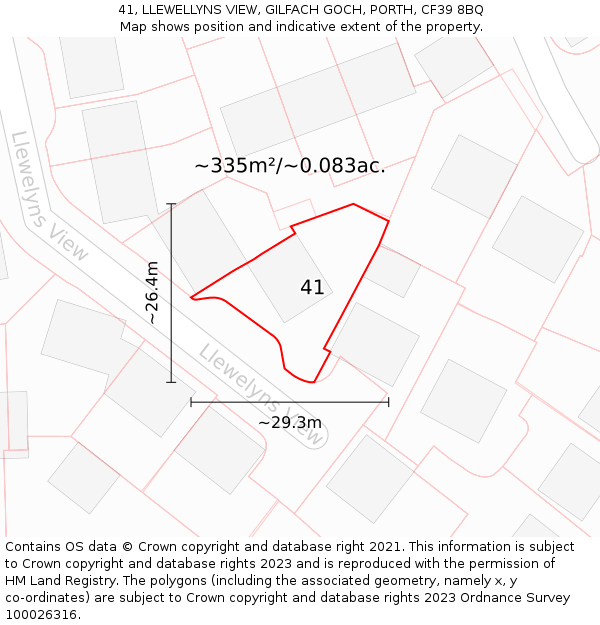 41, LLEWELLYNS VIEW, GILFACH GOCH, PORTH, CF39 8BQ: Plot and title map