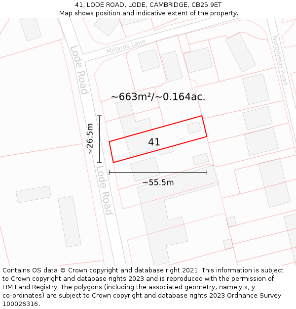 41, LODE ROAD, LODE, CAMBRIDGE, CB25 9ET: Plot and title map