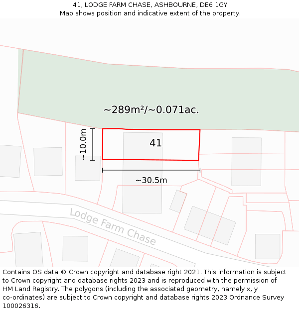 41, LODGE FARM CHASE, ASHBOURNE, DE6 1GY: Plot and title map