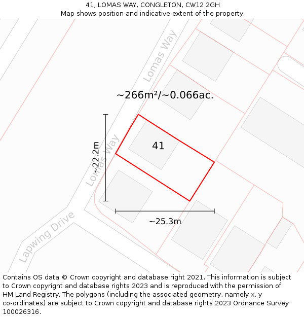41, LOMAS WAY, CONGLETON, CW12 2GH: Plot and title map
