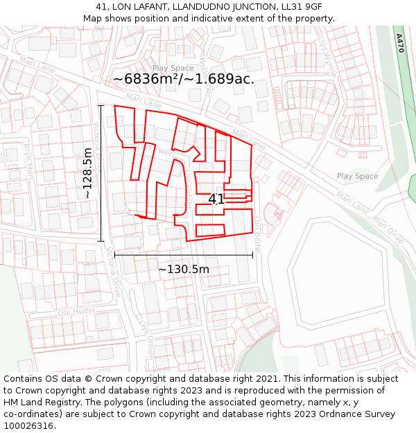 41, LON LAFANT, LLANDUDNO JUNCTION, LL31 9GF: Plot and title map