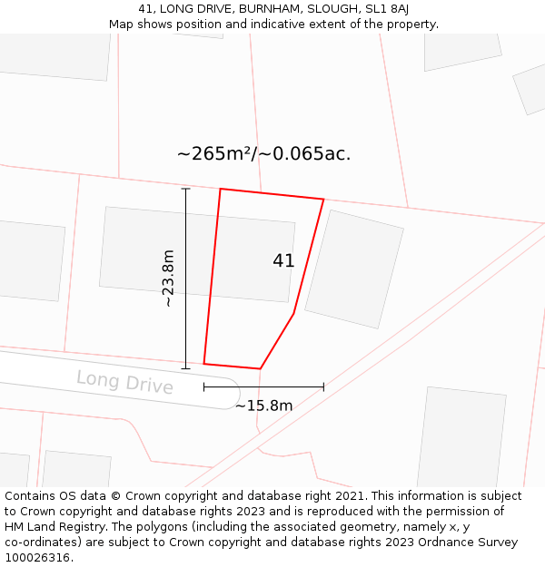 41, LONG DRIVE, BURNHAM, SLOUGH, SL1 8AJ: Plot and title map