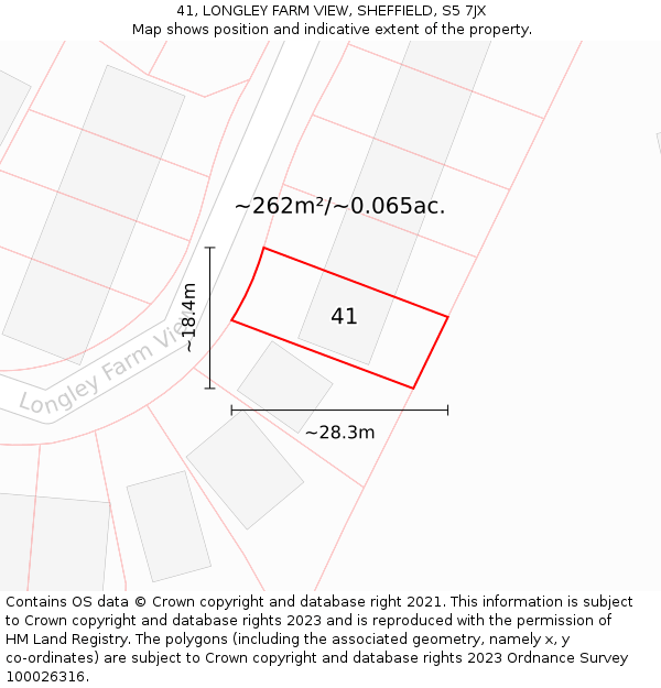 41, LONGLEY FARM VIEW, SHEFFIELD, S5 7JX: Plot and title map