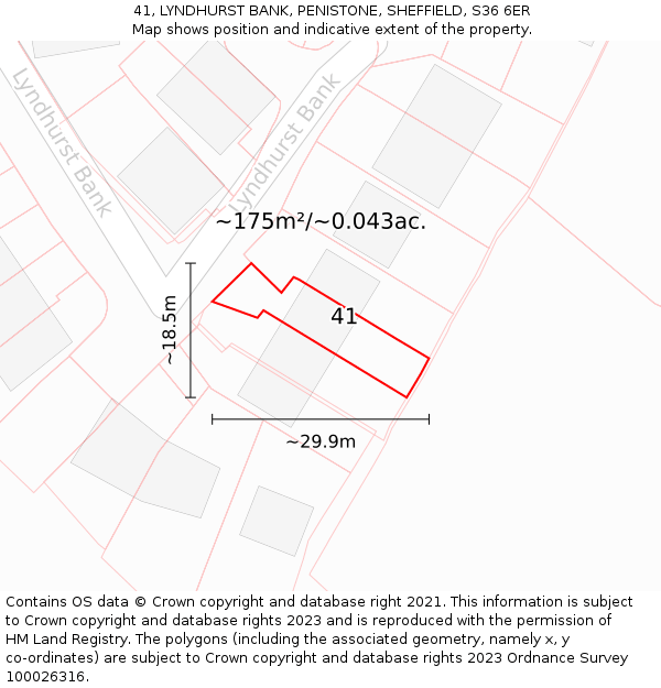 41, LYNDHURST BANK, PENISTONE, SHEFFIELD, S36 6ER: Plot and title map
