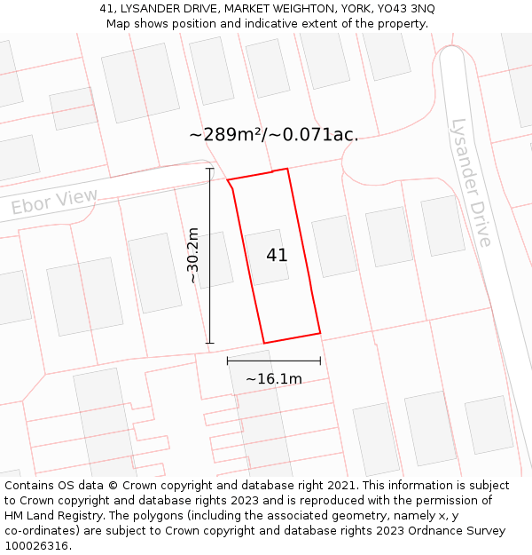 41, LYSANDER DRIVE, MARKET WEIGHTON, YORK, YO43 3NQ: Plot and title map