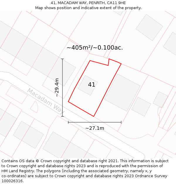 41, MACADAM WAY, PENRITH, CA11 9HE: Plot and title map