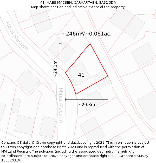 41, MAES MACSEN, CARMARTHEN, SA31 3DA: Plot and title map