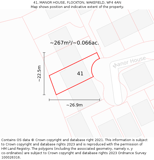 41, MANOR HOUSE, FLOCKTON, WAKEFIELD, WF4 4AN: Plot and title map