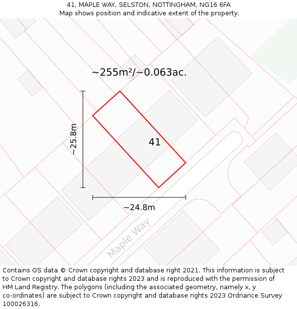41, MAPLE WAY, SELSTON, NOTTINGHAM, NG16 6FA: Plot and title map