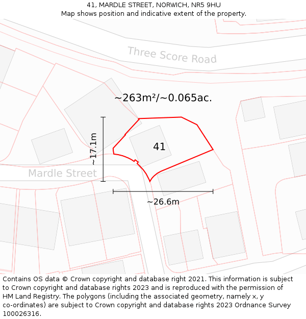 41, MARDLE STREET, NORWICH, NR5 9HU: Plot and title map