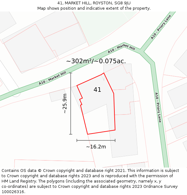 41, MARKET HILL, ROYSTON, SG8 9JU: Plot and title map